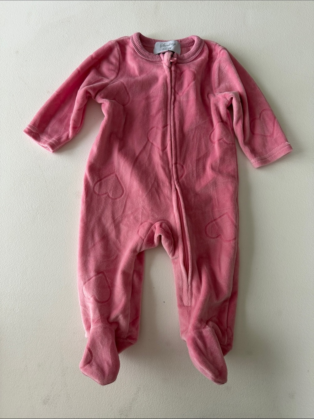 Sterling Baby - Pink Heart Fleece Zip Footie